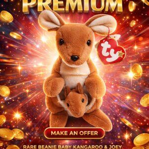 Ty Beanie Baby Pouch the Kangaroo 1996 Retired MWMT Vintage Collectible Plush